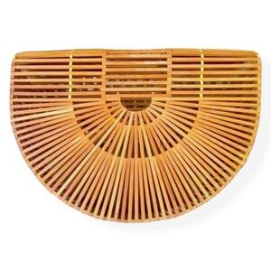 Vintage Bamboo Half Moon Birdcage Handbag Tote
